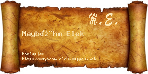 Mayböhm Elek névjegykártya